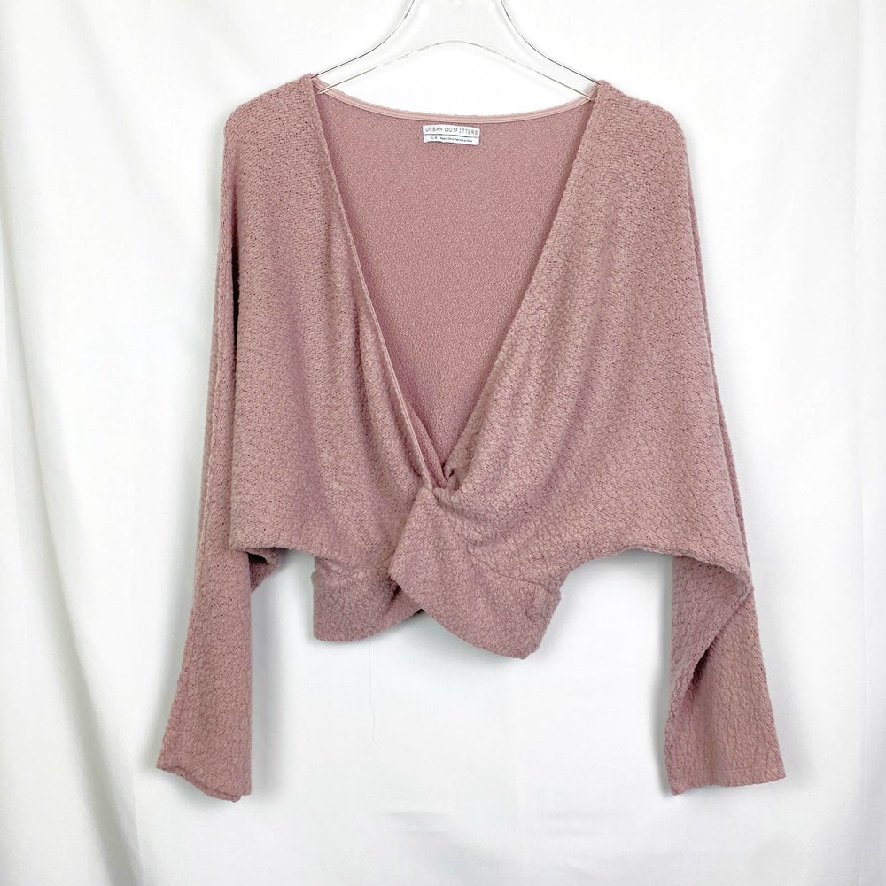 Urban Outfitters Deep Surplice faux wrap Dolman sleeve crop sweater large